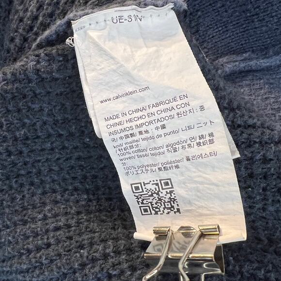 Calvin Klein Jeans Blue Waffle Knit Marquis Full Zip Jacket Sweater Men's Large - Picture 7 of 7